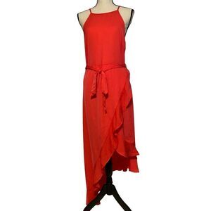 NWT Flawless Dress Asymmetrical Ruffle Hemline Wrap-Look M Spaghetti Strap